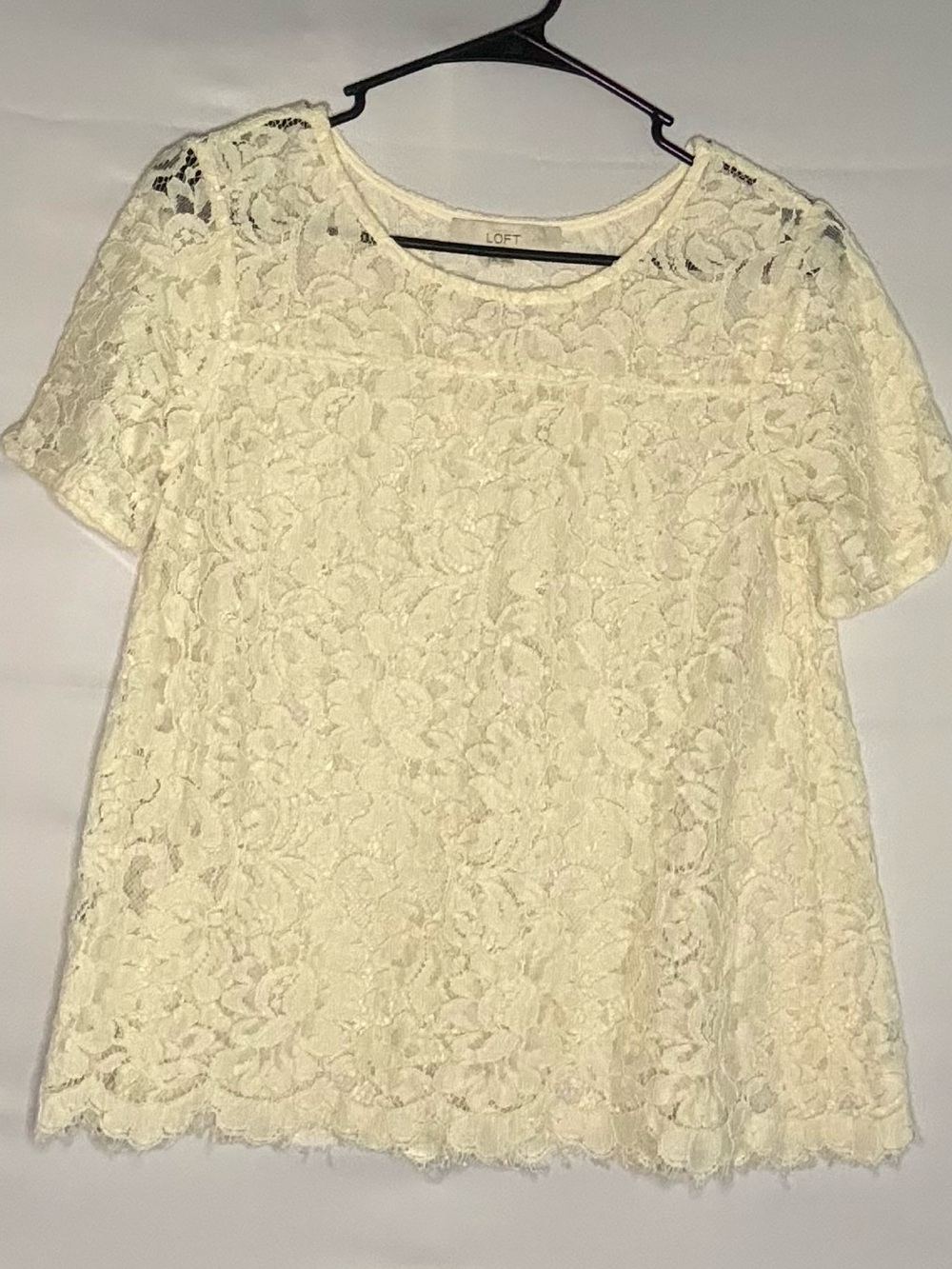 Cream Lace Short Sleeve Over Shirt